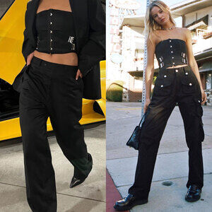 WITH JEAN NWT Fasten Corset Top in Black Size M